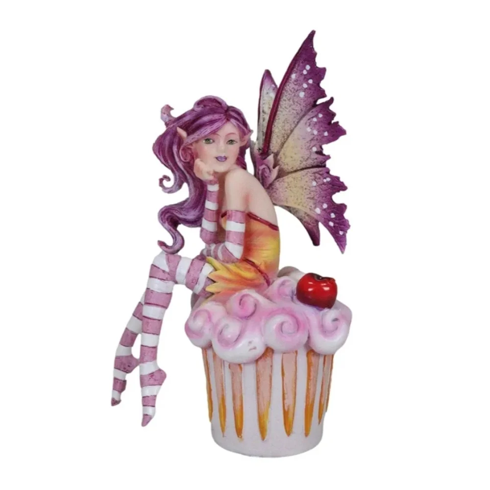 Amy Brown Fairy PACIFIC GIFTWARE Cherry Cupcake  Pink Hanging Tree Ornament EUC
